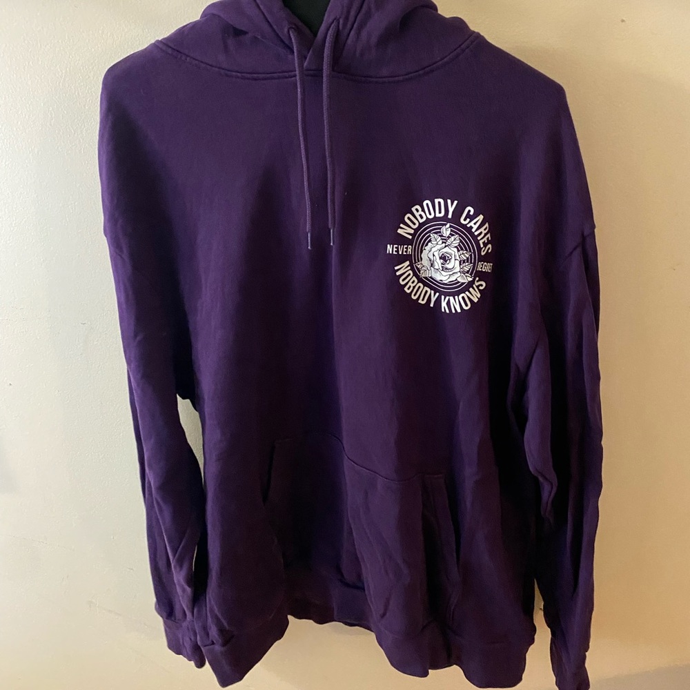 Purple Nobody cares Rose hoodie XL